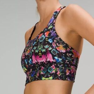 Lululemon Energy Bra Flowerscope Black Multi print Activewear Gym size 6 s291